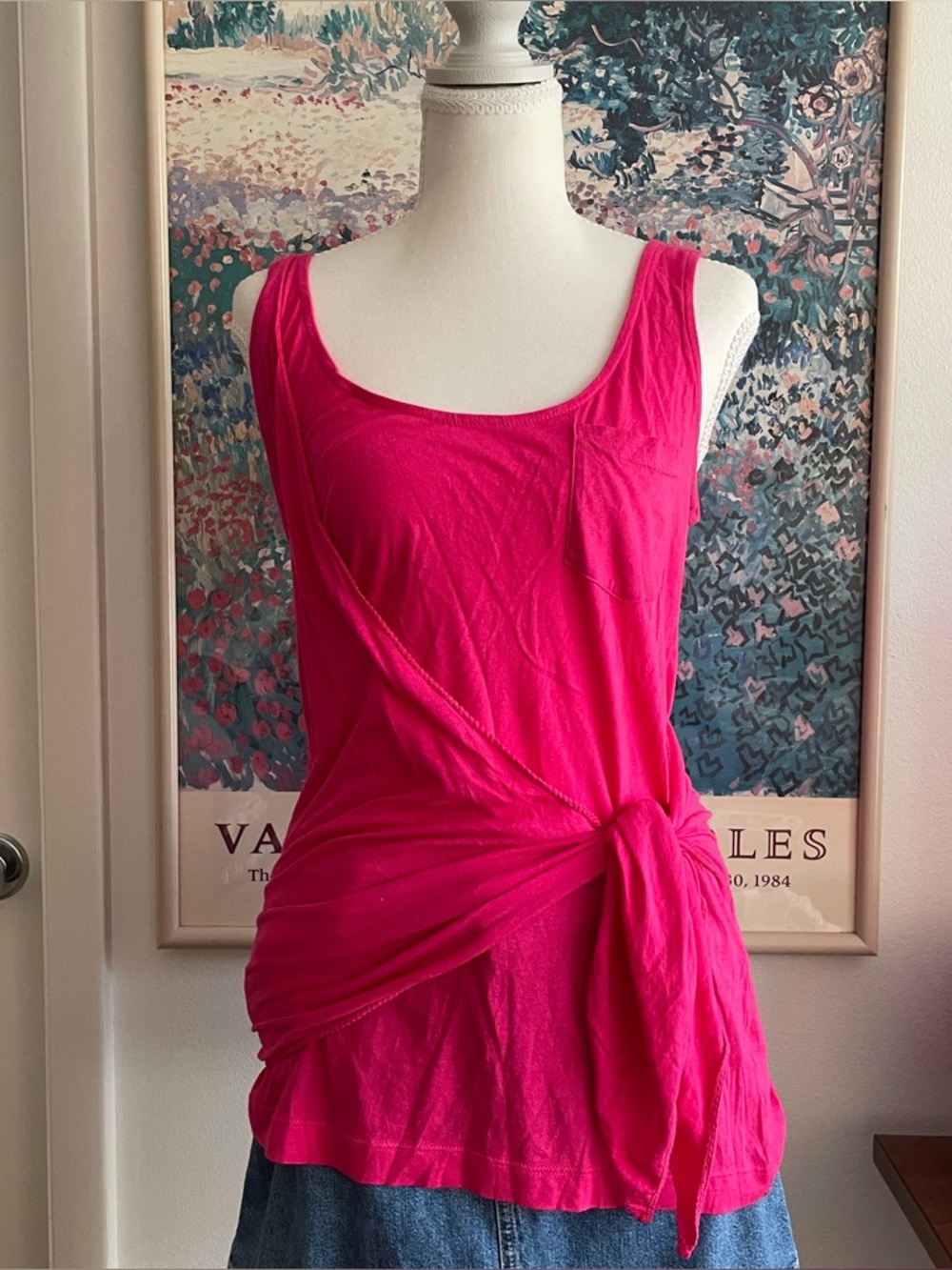 Marc Jacobs Y2K Hot Pink Wrap Tank Top Cotton Stretch Summer Barbie Size Small
